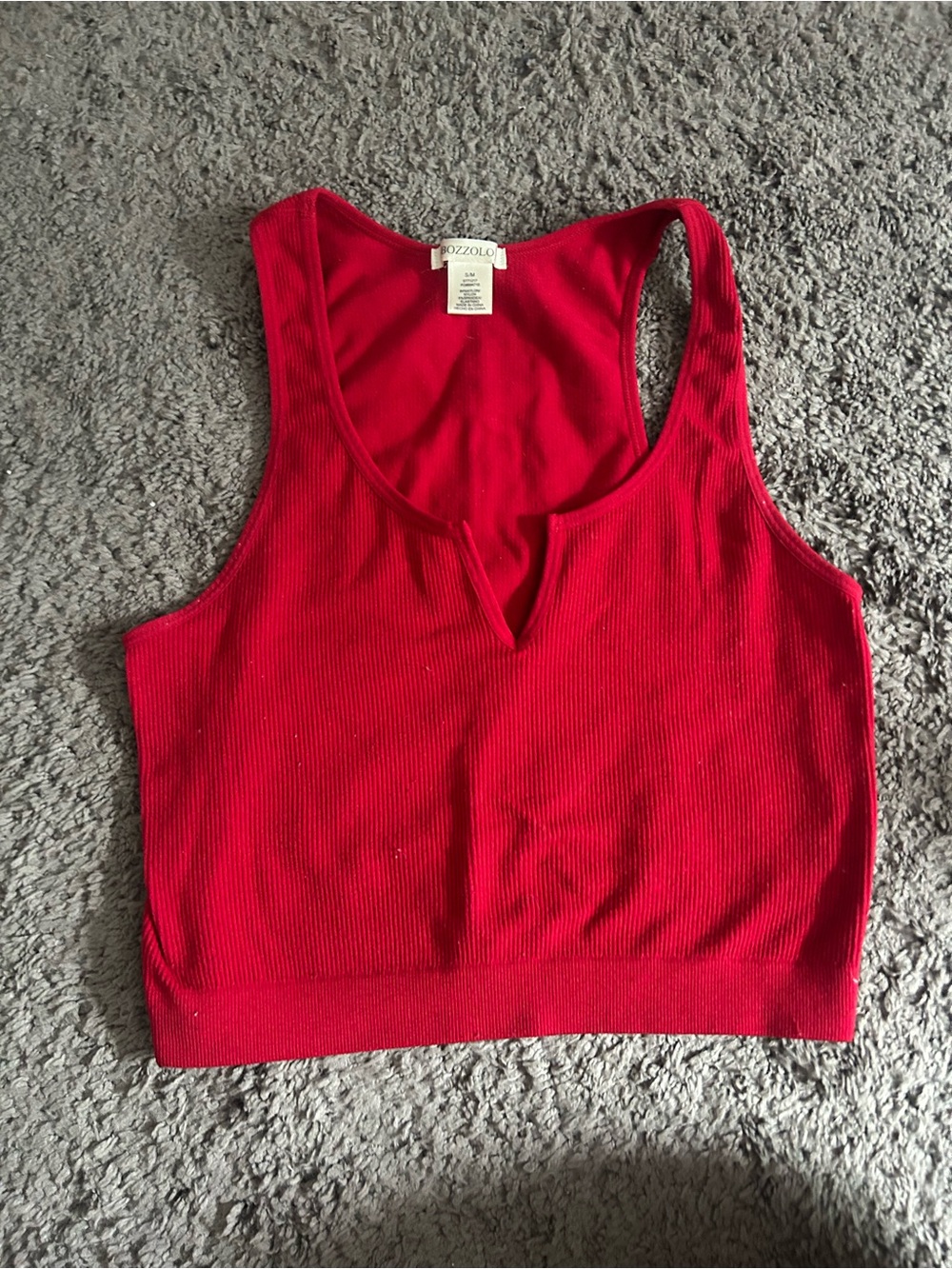 Bozzolo Red Ribbed Notch-Neck Tank
